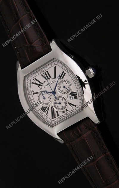 Cartier Tortue Japanese Replica Watch in Brown Strap