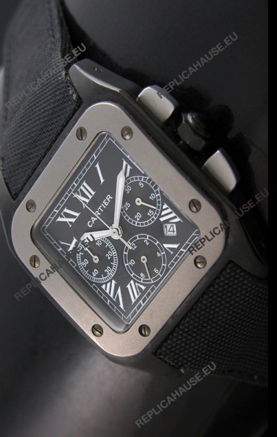 Cartier Santos Japanese Replica Watch in Black Dial