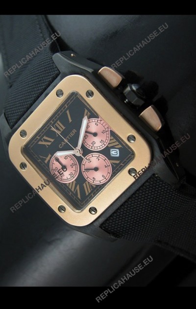 Cartier Santos Japanese Replica Watch in Black Dial
