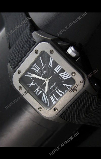 Cartier Santos 100 Japanese Replica Watch in Black Dial