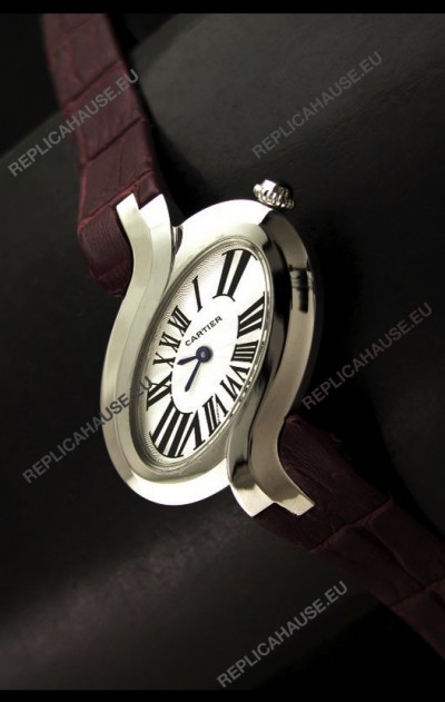 Delices De cartier Japanese Watch in Maroon Strap