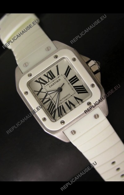Cartier Santos Swiss Replica Watch in White Dial