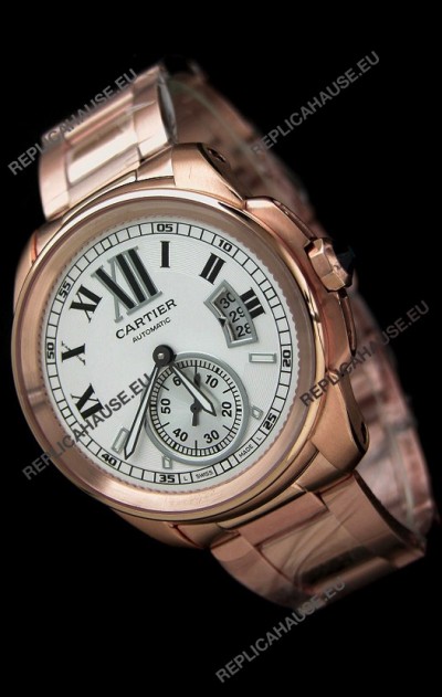 Calibre De Cartier Japanese Automatic Replica Watch in Rose Gold 