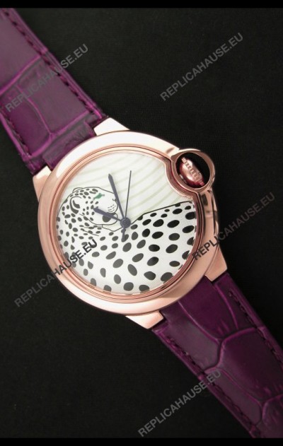 Ballon De Cartier Watch with Purple Leather Strap