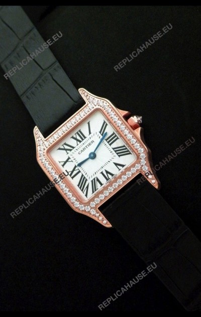 Cartier Santos Dumont Japanese Replica Watch in Pink Gold Casing
