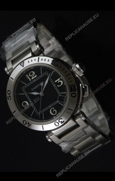 Cartier Pasha De Seatimer Japanese Quartz Watch in Black Dial