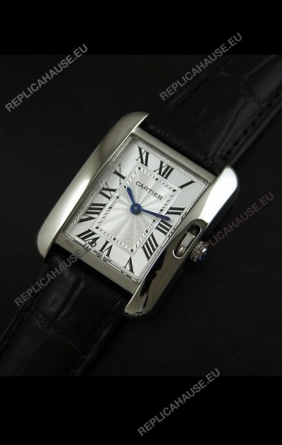Cartier Louis Japanese Replica Ladies Watch in Black Strap