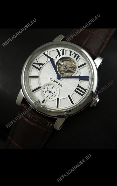 Ballon De Cartier Flying Tourbillon Japanese Replica Watch - Brown Strap