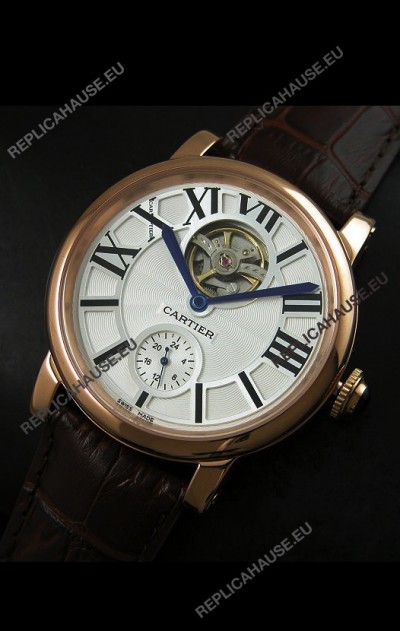 Ballon De Cartier Flying Tourbillon Japanese Replica Watch - Pink Gold Case