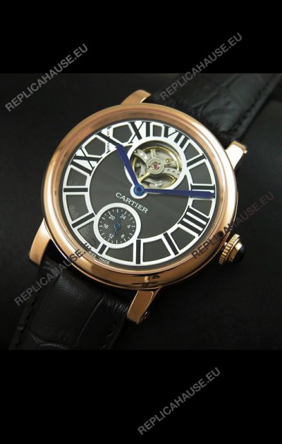 Ballon De Cartier Flying Tourbillon Japanese Replica Watch - Pink Gold Case