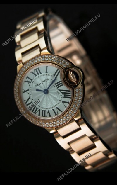 Ballon De Cartier Ladies Replica Watch in Pink Gold 