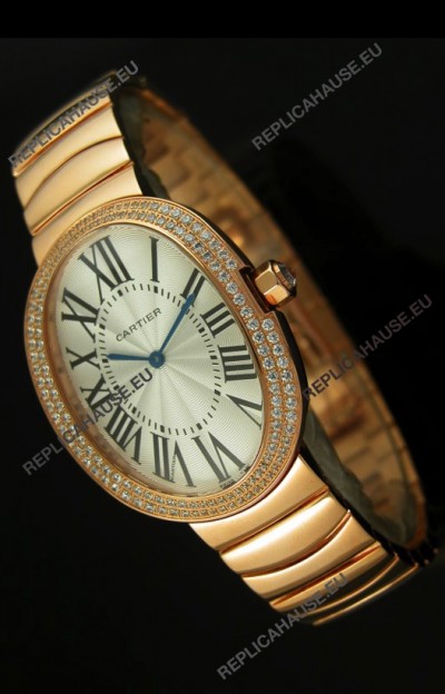 Cartier Baignoire Japanese Replica Watch in Yellow Gold/Diamonds Bezel