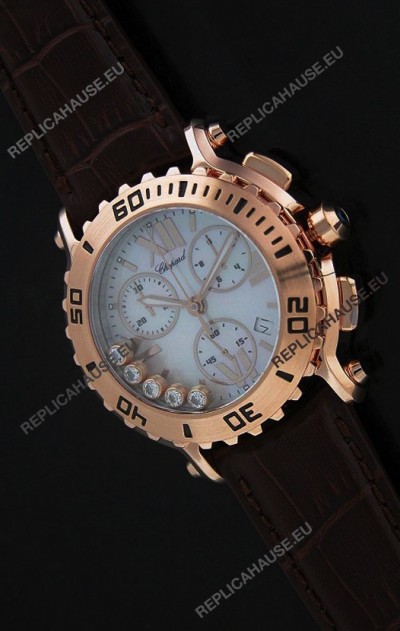 Chopard Happy Sport Swiss Replica Watch in Brown Strap