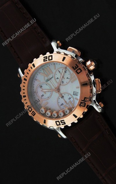 Chopard Happy Sport Swiss Replica Watch in Brown Strap