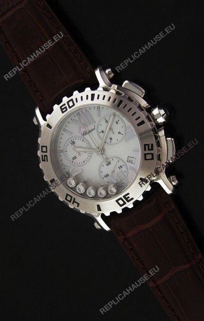 Chopard Happy Sport Swiss Replica Watch in Brown Strap
