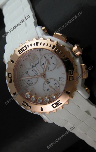 Chopard Happy Sport Swiss Replica Watch in White Strap