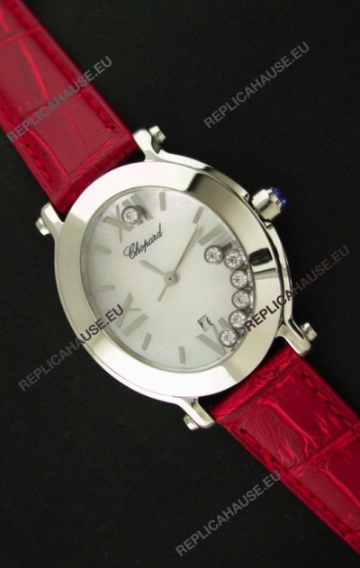 Chopard Happy Sport Ladies Japanese Replica Watch in Red Strap