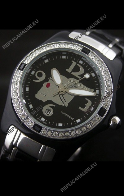 Corum Imitation Ceramics Japanese Replica Watch in Black Dial