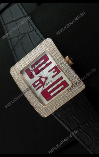 Franck Muller Geneve Infinity Japanese Gold Watch in Red Numeral Markers