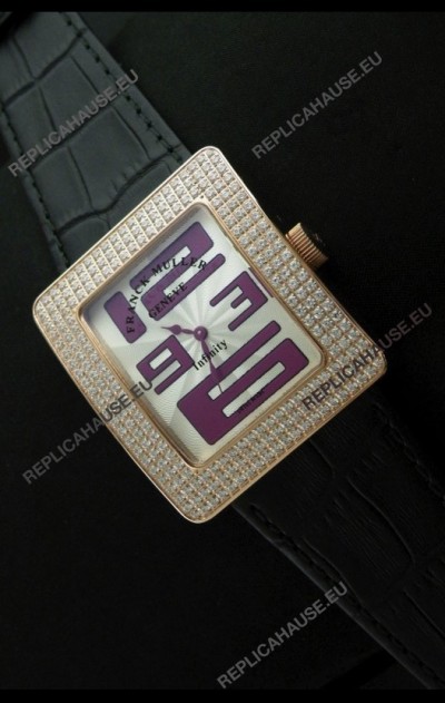 Franck Muller Geneve Infinity Japanese Gold Watch in Purple Numeral Markers