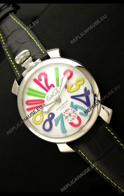 Gaga Milano Italy Japanese Replica Watch in Black Strap
