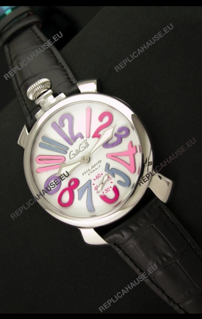 Gaga Milano Italy Japanese Replica Watch in Multi Color Arabic Markers