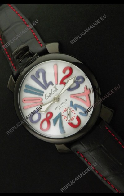 Gaga Milano Italy Japanese Replica PVD Watch in White Dial