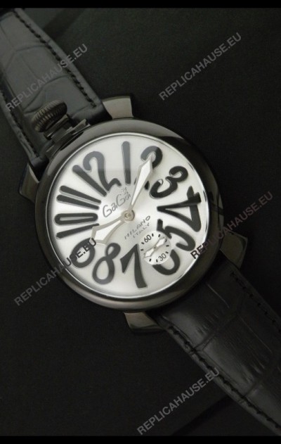 Gaga Milano Italy Japanese Replica PVD Watch in Black Markers