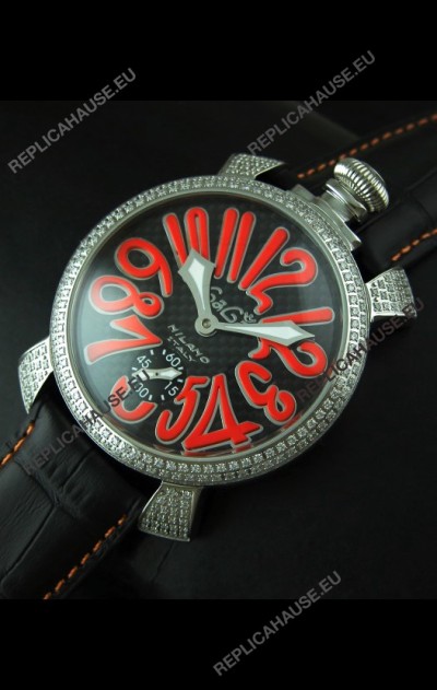 Gaga Milano Italy Manuale Replica Japanese Watch in Orange Markers