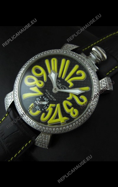 Gaga Milano Italy Manuale Replica Japanese Watch in Yellow Markers