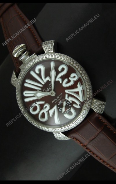 Gaga Milano Italy Manuale Replica Japanese Watch in Coffee Dial