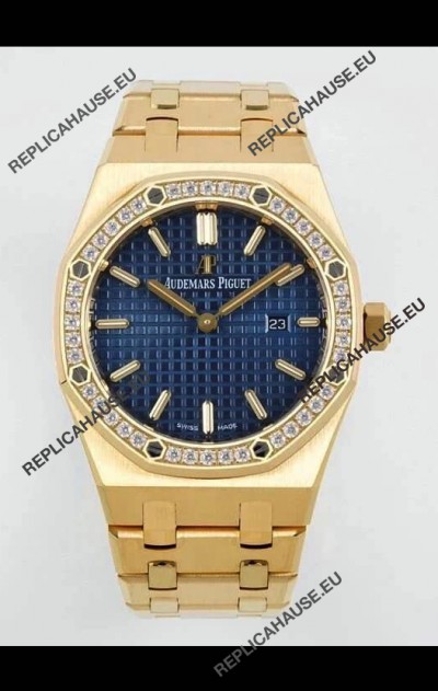 Audemars Piguet Royal Oak 33MM Yellow Gold Blue Dial 1:1 Mirror Replica Watch