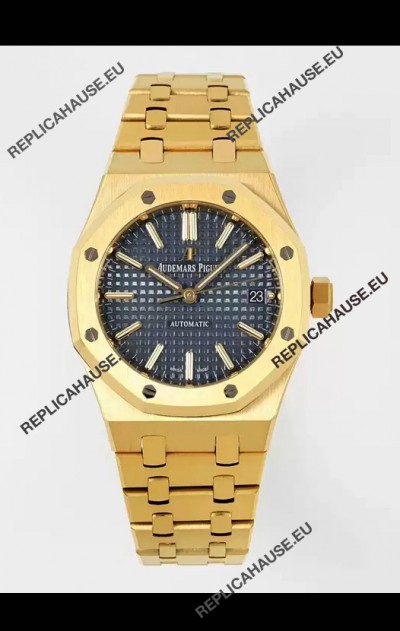 Audemars Piguet Royal Oak 37MM Blue Dial Yellow Gold Watch in 3120 Movement - 1:1 Mirror Replica