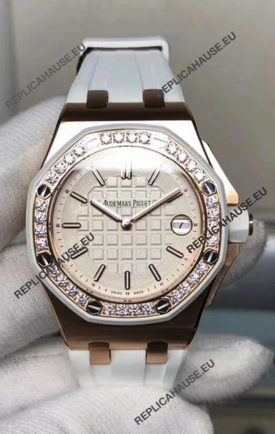 Audemars Piguet Royal Oak Offshore 37MM Swiss Quartz 1:1 Mirror Replica Watch in Rose Gold Casing