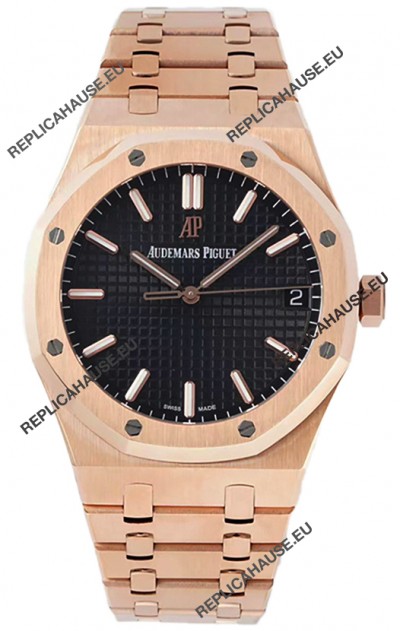 Audemars Piguet Royal Oak 37MM Black Dial Rose Gold Watch in 3120 Movement - 1:1 Mirror Replica