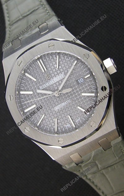 Audemars Piguet Royal Oak 41MM Grey Dial Leather Strap - 1:1 Mirror Ultimate Edition