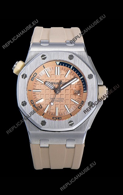 Audemars Piguet Royal Oak Diver Swiss Replica Light Pink Dial 1:1 Quality 3120 Movement 904L Steel 