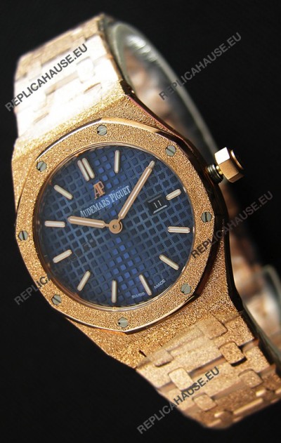 Audemars Piguet Royal Oak Frosted Rose Gold QUARTZ Watch Navy Blue 33MM - 1:1 Mirror Replica 