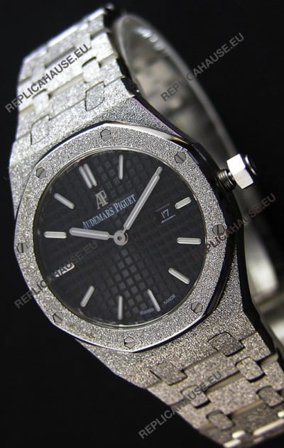 Audemars Piguet Royal Oak Frosted White Gold QUARTZ Watch Black Dial 33MM - 1:1 Mirror Replica 