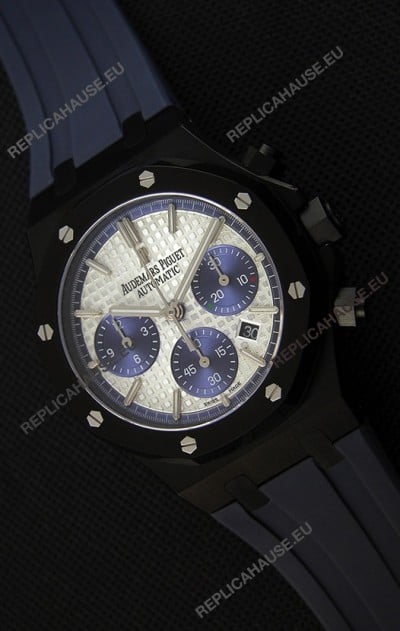 Audemars Piguet Royal Oak Chronograph Silver Toned Dial Blue Subdials Swiss Replica Watch