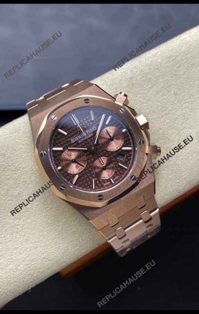 Audemars Piguet Royal Oak Super Clone - Rose Gold Casing Brown Dial in 41MM