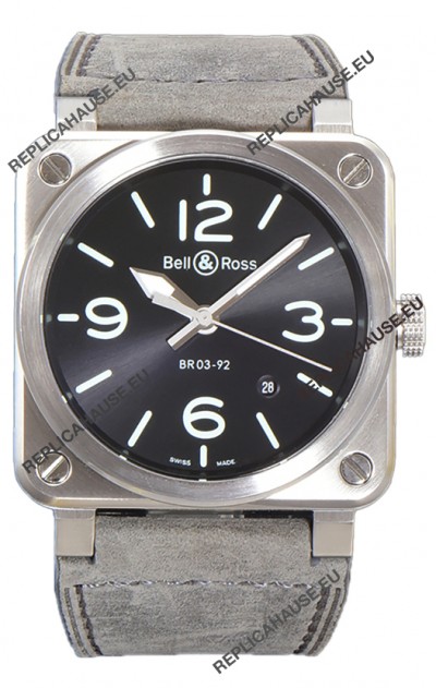 Bell and Ross BR03-92 Grey Dial 904L Steel Swiss Replica Watch 