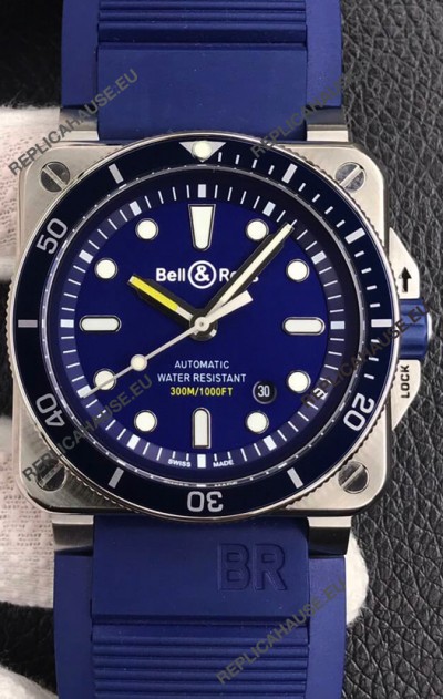 Bell & Ross BR03-92 Diver Stainless Steel Blue Dial Swiss Replica Watch 1:1 Mirror Replica