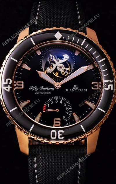 Blancpain Fifty Fathoms Tourbillon 8 Jours 1:1 Mirror Swiss Replica Watch in Rose Gold Casing