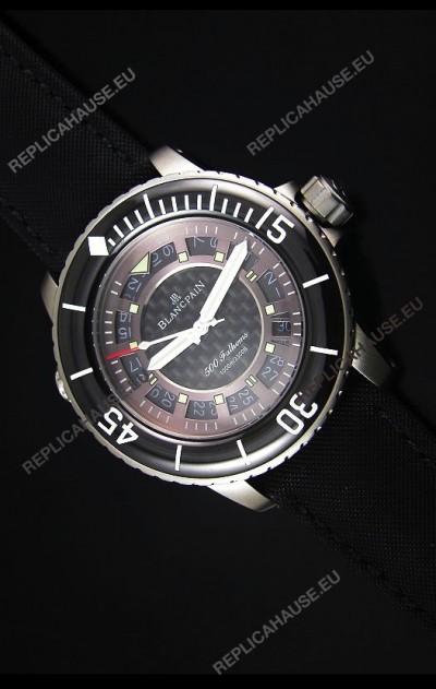 Blancpain 500 Fathoms Swiss Replica Watch in Grey Carbon Dial - 1:1 Mirror Edition