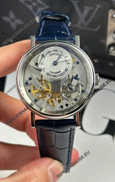 Breguet Tradition 7057BR/R9/9W6 Steel Casing Single Tourbillon Swiss Replica Blue Strap Watch