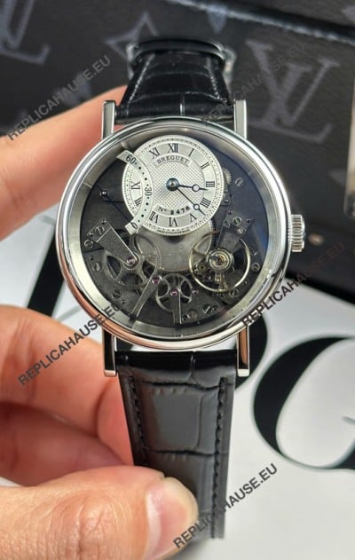 Breguet Tradition 7057BR/R9/9W6 Steel Casing Single Tourbillon Swiss Replica Blue Strap Watch