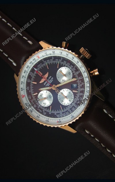 Breitling Navitimer 01 Brown Dial Rose Gold 1:1 Mirror Swiss Replica Watch
