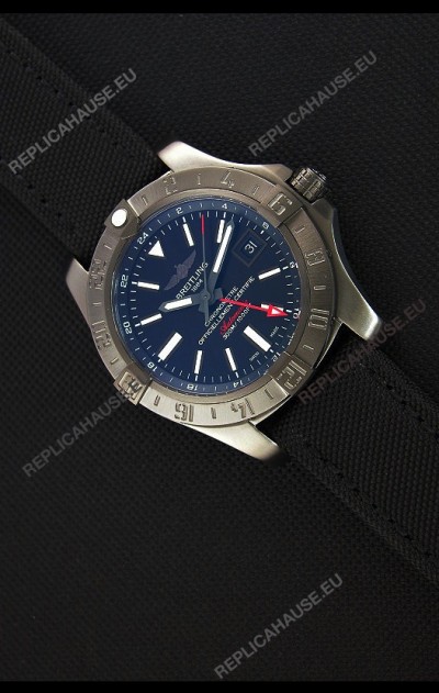 Breitling Avenger II BlackSteel GMT Swiss Replica Watch Nylon Strap 1:1 Mirror Replica Watch