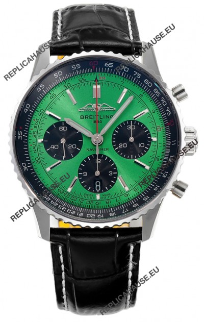 Breitling Navitimer B01 Chronograph 43 Green Dial - 904L Steel Casing 1:1 Mirror Swiss Replica